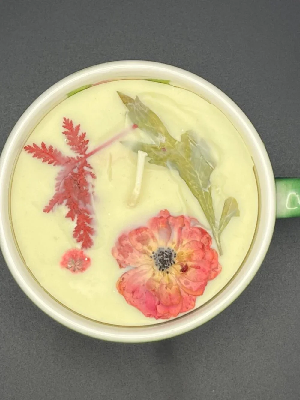 Pressed Botanical Teacup Candle ‚Äì Winter Bloom